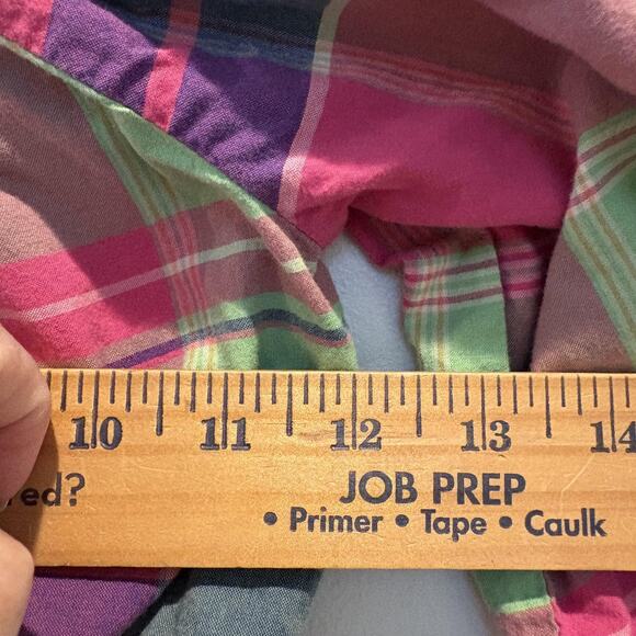 Ralph Lauren Dress Girls 2T Plaid Smocked Long Sleeve Pony Logo Madras Multi - Picture 8 of 11